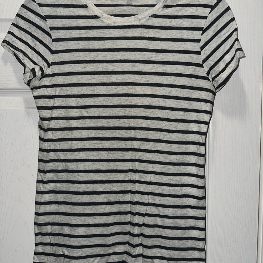Vince Black and White Striped Short Sleeve Tee
